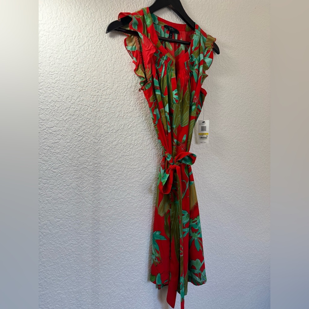Jessica Simpson Delevan Dress | Poppy Red Tropical Print | Size M | NWT - Picture 9 of 16